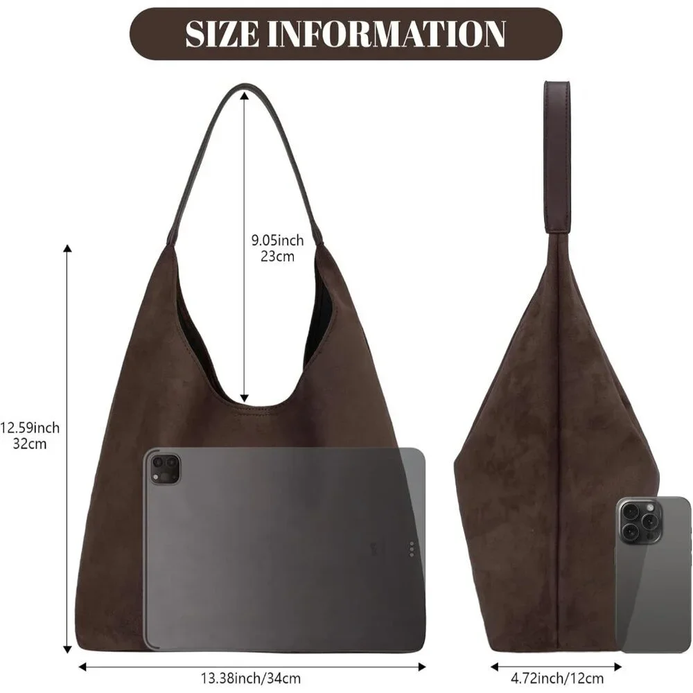 Elegant Suede Hobo Tote Bag for Women - Spacious & Stylish Everyday Essential